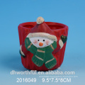 Terracotta garden ceramic flower pot with santa design